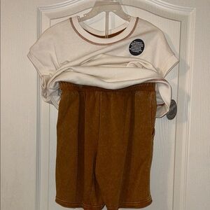 Off Campus White and Brown Two-Piece Set boys 12